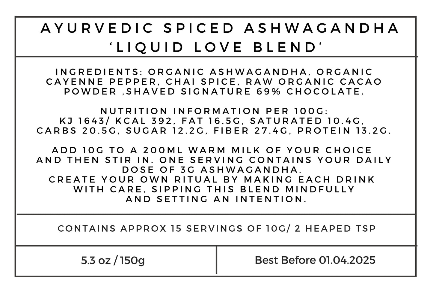 ‘FOR HER’ Ayurvedic Spiced Ashwagandha Liquid Love Blend